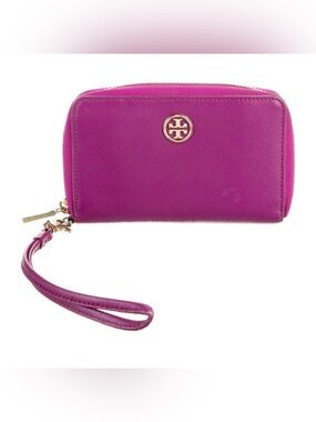 Tory Burch Flamingo PINK Zip-Around Wristlet with Gold Logo matching bag listed